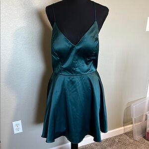 Emerald Green Satin Dress